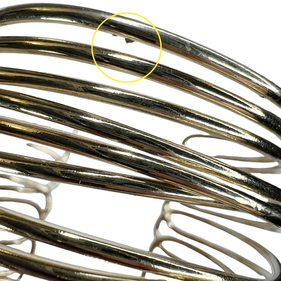 Gold Tone Super Wide Open Wire Coil Cuff Bracelet - Picture 4 of 11